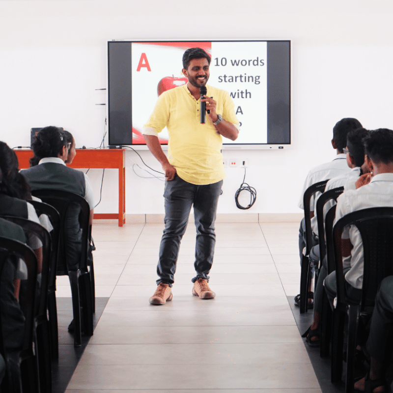 Ajay Basil Varghese organising a session for students from Edwhere Education