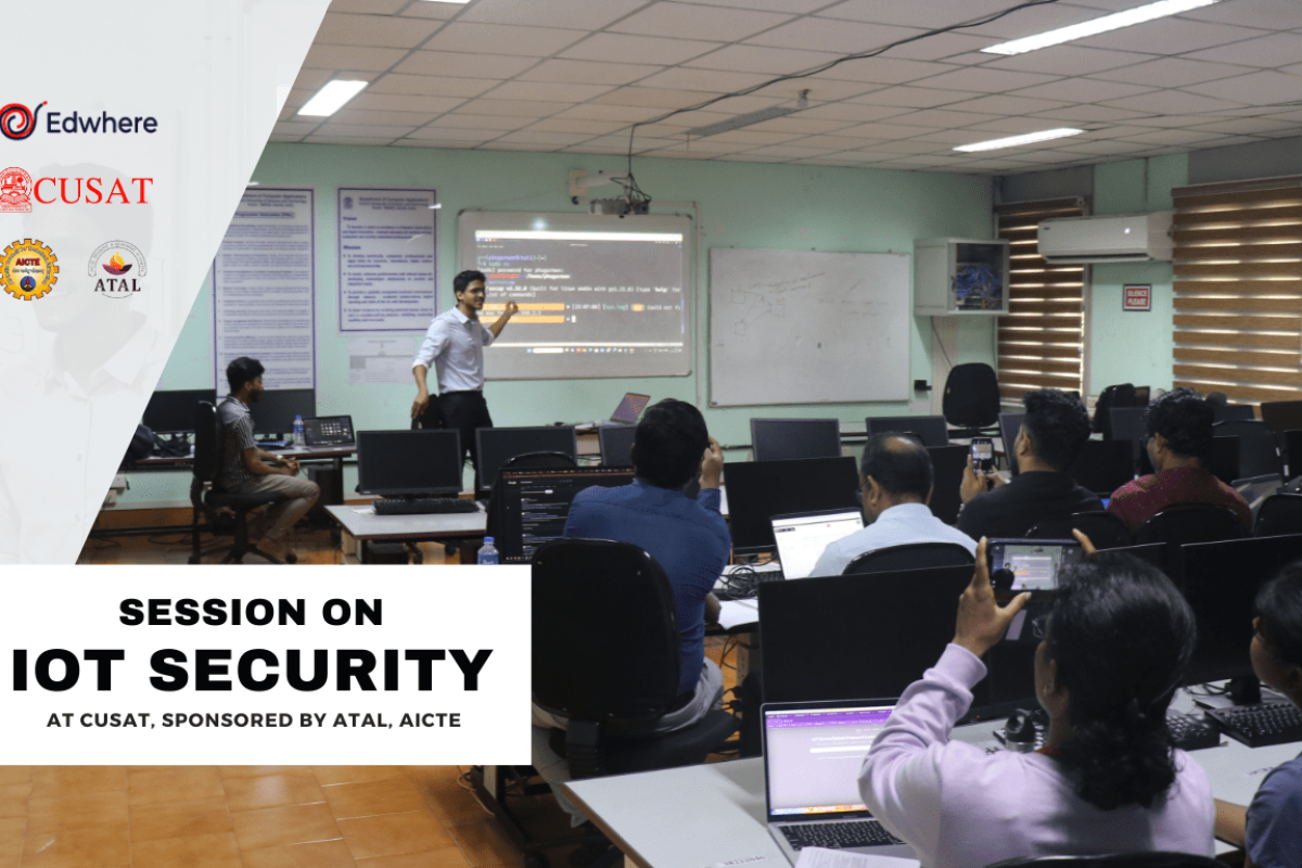 A photograph of IoT Security Session by Edwhere Education at CUSAT sponsored by ATAL, AICTE
